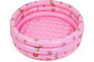 Highttoy Planschbecken für Kinder, 51 Zoll Runder Aufblasbarer Kinderpool Planschbecken Baby Schwimmbecken Kinder Außen Garten Wasser Spielen Pool für Kinder Mädchen, Rosa(130 x 40cm)