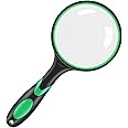 kuou Magnifying Glass, 10X Handheld Reading Magnifier 75mm Magnifying Lens with Non-Slip Soft Rubber Handle Shatterproof Magnifying Mirror for Reading Repair Observation