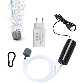 Mini USB Aquarium Air Pump, Fish Tank Accessories with USB Adapter, Portable Oxygen Bubbler with Air Stone, Ideal for Freshwa