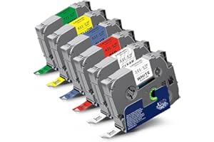 6X Labelwell 9mm Compatible Cintas para Brother TZe-221 TZe-121 TZe-421 TZe-521 TZe-621 TZe-721 TZ 9mm Cintas para Brother P-touch PT-H107B PT-H105 PT-H100 PT-H110 PT-P710BT PT-E110 E100 E300 PT-D400