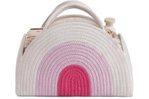 ZHUIYIWIN Nappy Caddy Organiser, Nursery Storage, Newborn Essentials for Diaper Caddy with Detachable Compartments, Baby Essentials for Newborn, Cotton Woven Rope Nappy Organiser (Gradient Pink)