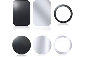 Favson 6 Stück Metallplättchen Selbstklebend, Handy Metall Platte Set, Handyhalterung Auto magnetplatte ultradünne Ersatzplatte für Mobiltelefone und Tablets