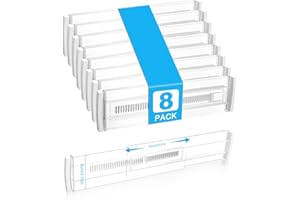 Cexovo Zestaw 8 separatorów do szuflad z tworzywa sztucznego (28,5-50,5 cm) separatory do szuflad kuchennych, regulowane, do szafy na ubrania, sypialni, komody, kuchni, przezroczyste