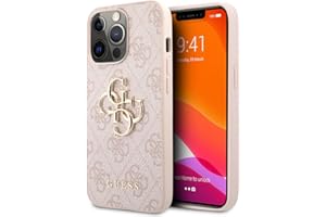Guess GUHCP13L4GMGPI - Funda para iPhone 13 Pro / 13 6,1", Color Rosa 4G, Logotipo Big Metal