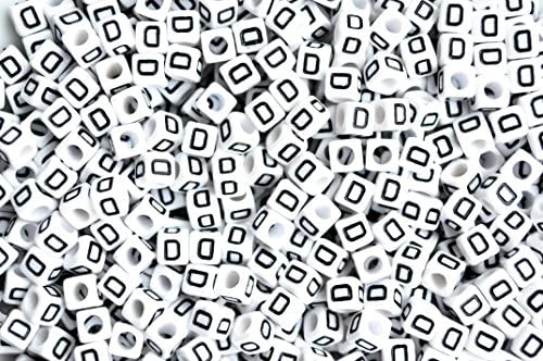 100 pcs 6mm White Cube Letter Alphabet Acrylic Beads Single & Mixed Letters (D)