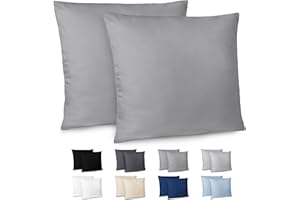 Dreamzie Funda Almohada 60x60cm - Lote de 2 de Microfibra con Cremallera Certficadas Oeko Tex - Funda Almohada Suave y Cepillada - Antracita