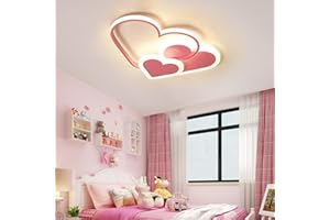 LANEKD Suspension LED Plafonnier Chambre Salle de Enfant Pendentif Lumière Dimmable Avec Télécommande Moderne 3 coeurs Chambre de Enfant Plafonniers Acrylique Salon Couloir Garçon des Filles Plafonnier