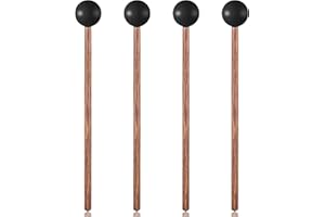 PSYQTSUARY 2 Paar Gummi Xylophon Mallet, Percussion mit Holz Griff, Steel Tongue Drum Hammer, Schlägel Percussion Sticks, Drumstick, Lang Trommelstock aus Holz, Kinder Gummi Trommelstöcke, 14.6cm/5.7 Zoll