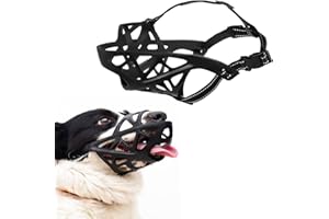 AIDSHUNN Museruola per cani in gomma morbida, traspirante, cinghie regolabili, per cani di taglia piccola, media e grande, permette di bere acqua e ansimare, anti-mordere, previene masticare, abbaiare,