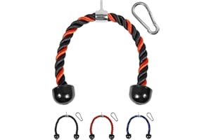 Yes4All Cuerda de Tríceps Deluxe para Polea de Gimnasio, 27 y 36 pulgadas en 4 colores, Accesorio para Máquina de Ejercicios con Mosquetón
