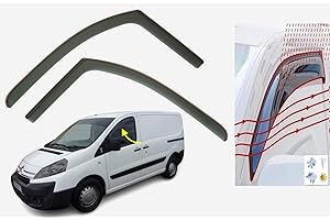 MOZONE OEMM Juego de 2 deflectores de viento tipo canal compatibles con Citroën Disatch, Peugeot Expert, Fiat Scudo Van Minibus 2007 a 2015, modelos de viseras laterales