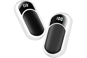 DEMKIA 2-Pack Hand Warmers Rechargeable, 6400mAh Electric Handwarmer with LED Digital Display, Ultra Thin Light Portable Heated Gadgets for Glove Pocket, USB Reusable 3 Levels Heater, Tech Gift for Men Women