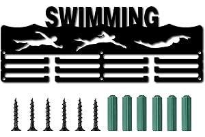 CREATCABIN Porta Medaglie Nuoto Sportivi Giochi Olimpici Medaglie Espositore Montaggio A Parete Appendiabiti Decor Porta Medaglie per Nuotatori Corridori Casa Porta Badge 3 piolo Medaglia Oltre 60