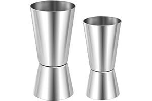 XFentech 2 Pezzi Misurino Jigger - 25/50ML & 15/30ML Misurino Doppio per Cocktail in Acciaio Inox 304 Misurino per Barista per Bevande Alcoliche Bar Party