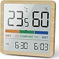 NOKLEAD Room Thermometer Hygrometer Small Digital Temperature Humidity Meter Indoor Thermometers Sensor Air Monitor with Clock Comfort Display Calibration