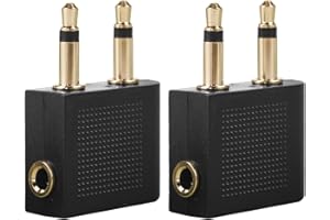 Bothfox 2 Pack Airplane Headphone Adaptor, Headphone Earphone Socket Bluetooth Plane Accessories Adapters Gold Plated 3.5mm Male to 3.5mm Female Stereo Jack Socket Mono Jack Plugs Flight Essentials