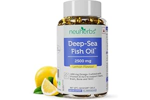 Neuherbs Deep Sea Omega 3 Fish Oil - 60 Softgel for Men and Women | Omega 3 Supplement Triple Strength 2500 Mg | For Muscle, 