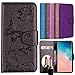 Produktbild KingSang Samsung Galaxy S10 Plus Hülle Leder, Schutzhülle Brieftasche Wallet Case Magnet Flip Cover Spiegel Design Lederhülle mit Ständer und Kartensteckplätzen -Schwarz