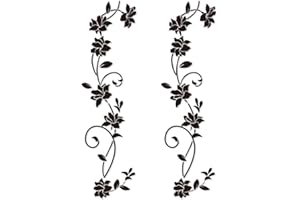 MEJOSER 2 Sets Stickers Muraux 105 * 30cm Fleur de vigne Noir Deisgn en PVC Autocollant Mural pour Enfants Chambre Salon Bureau Resto Boutique Decoration (Style B)