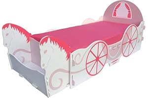 Kidsaw, Horse and Carriage Toddler Bed, White/Pink