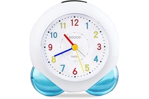‎SOCICO SOCICO Kinder Wecker für Mädchen Jungen Analog Wecker Kinder Geräuschlos Ohne Ticken Lichtwecker mit Schlummerfunktion Zeiteinteilung Wecker für Kinderzimmer(Blau)