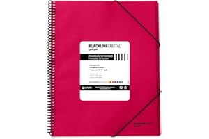 Grafoplas 39835254 Carpeta con Espiral de 50 Fundas, Tapas de Polipropileno Cristal Rayado, Color Rosa Fucsia, A4, Maxiplás Blackline Cristal