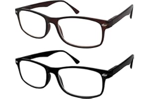 TBOC Gafas de Lectura Presbicia Vista Cansada - (Pack 2 Unidades) Graduadas +1.00 Dioptrías Montura de Pasta Marrón y Negra Diseño Moda Hombre Mujer Unisex Lentes de Aumento para Leer Ver de Cerca