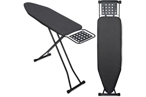 Aenxwa Bügelbrett,Dampfbügelbrett mit Bügeleisenablage, Metallnetz Bügeltisch mit Rutschfesten Füßen für Verstellbarer Höhe,Bügelbrett Klappbar Kein,Robuster Bügeltisch größe 133x34cm