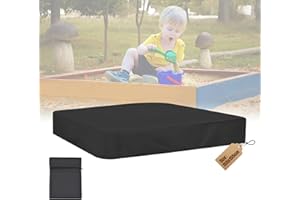 FETTWAL Housse de bac à sable 155 x 155 cm - Bâche de protection pour bac à sable - Tissu Oxford 210D - Pour bac à sable de jardin - Avec cordon de serrage élastique et sac de rangement