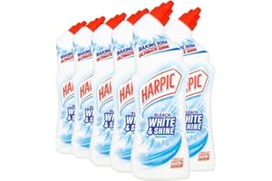 Harpic White & Shine Toilet Bleach Gel, Original Scent, Pack 6 x 750 ml, Kills 99.9% of Bacteria, Toilet Cleaner