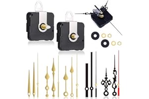 Oryzium 2 Pcs Silent Quartz Clock Mechanism Movement Long and Short Shaft DIY Quartz Wall Clock Mechanisms Battery Powered,Motor Replacement Repair Parts Kits (Black-Gold)