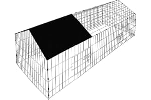 FEFE® Rabbit Run Playpen Rectangular with Pitched Roof 5 Ft 10 In Long x 2 Ft 5 In Wide with Protective Cover Pet Animal Play Pen Guinea Pig Pen, Dog Puppy Cage Ferret Play Pen