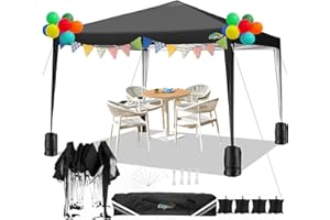 COBIZI Pavillon 3x3m Wasserdicht Pop Up Pavillon 3x3 faltbar Faltpavillon Gartenpavillon Partyzelt Faltzelt 3x3 höhenverstellbar Bierzelt mit 4 Sandsack（Schwarz