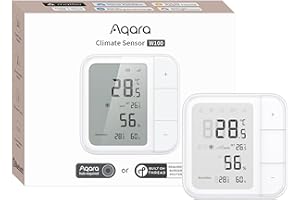 ‎AQARA Aqara Thread/Zigbee Raumthermostat W100, Temperatur & Luftfeuchtigkeit Überwachung, Wireless, Fernsteuerung HVAC, 3 Anpassbare Tasten, Matter, HomeKit, Funktioniert mit Apple Home, Alexa, Google