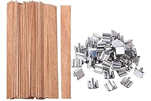 Cheeroyal Lot de 50 mèches en bois naturel avec support en fer pour fabrication de bougies faites à la main 13 x 130 mm