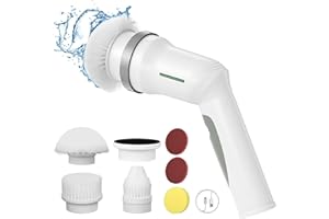 FAYIBUY Spazzola Rotante Elettrica Per Pulizia, 390RPM Motore Cleaning Brush Spazzola Multifunzione Potente Elettrica con 5 testine sostituibili IPX7 impermeabil per Pavimento,Vasca da Bagno