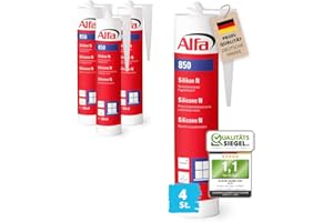 Alfa Silikon Bausilikon zum Kleben und Abdichten Fugendichtstoff UV- und witterungsbeständiger Qualitäts-Dichtstoff (4, Transparent)