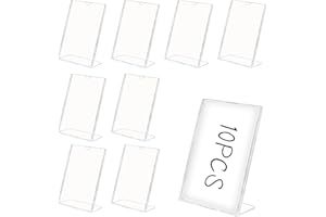 Doafoce 10 Stück Acryl-Schilderhalter, 10.2x15.2 cm, Transparenter Tischaufsteller A6 aus Kunststoff L-Ständer Tischaufsteller Schräg für Thekenaufsteller, Restaurant, Büro, Werbeaufsteller, Shop