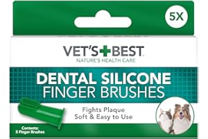 Vet's Best Cepillos de dedo de Silicona para Perros Y Cachorros - Paquete de 5