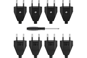 Starvortex 8 st elektrisk hankontakt, 250 V 2,5 A, hankontakt i PP-material, elektrisk kontakt med skruvmejsel, dekorativ hushållsuttag för installation eller byte
