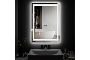 ChillCruiser 450x600mm LED Bathroom Mirror,Smart control Vanity Mirror with Front & Back Lighting,3-Colour,Dimmable,Anti-Fog,Horizontal/Vertical Mount