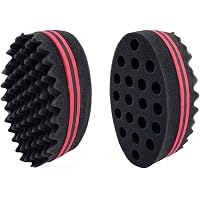 Haarbürstenschwamm 3-teilig – Doppelseitig Mit Großen Löchern & Stacheln, Für Twist-Locken, Afro-Spulen, Inkl. Kamm & Handschuhe