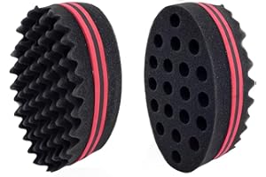 LATRAT Lot de 2 éponges à cheveux torsadées, éponge magique à grands trous pour dreadlocks, boucles, boucles ondulées, double face, éponge magique pour tressage de cheveux