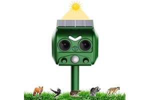 AILEDA Repelente para Gatos, Repelente ultrasónico energía Solar IP65 Impermeable de frecuencia Ajustable para ahuyentar Animales, Repelente al Aire Libre para Animales para Gatos,Ardillas,Mapaches