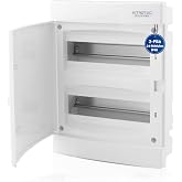 Intratec 2 Row Recessed Distribution Box - IP40 Distribution Box for 24 Modules with White Door and Rail for Easy Electrical