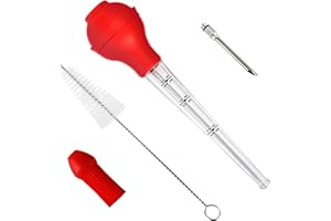 Elektheim Bratensaftspritze mit Reinigungsbürste Truthahnbaster mit Nadeln Fleischspritze Gewürzspritze Marinierspritze BBQ für Rind, Huhn, Gebäck