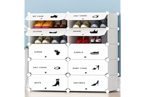 BAKAJI Scarpiera Modulare 10 Cubi Salvaspazio Mobile Porta Scarpe Componibile Modulabile Capacità 20 Paia Storage Organizer Portatile Ingresso Casa Design Moderno Dimensione 95 x 37 x 90 cm