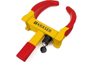 KRASER WA820 Cepo Rueda Alta Seguridad Testada, Único con bola anti-taladro (ver video), N1 Alemania, Protección PVC anti-arañazos, Antirrobo Coche Universal Caravana Remolque SUV Furgoneta Moto