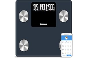 Homebuds 250kg Bascula de Baño, Alta precisión de 0,05kg Por Bascula Baño Professional Factory DESDE 2001, App Gratuita Que sincroniza la Composición índice con el IMC y la Grasa Corporal, Gris