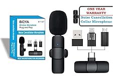 BQYA Wireless mic Lavalier Plug & Play Microphone BM10 Lapel Mic System for YouTube iPhone/iPad, Android & Type C Supported M